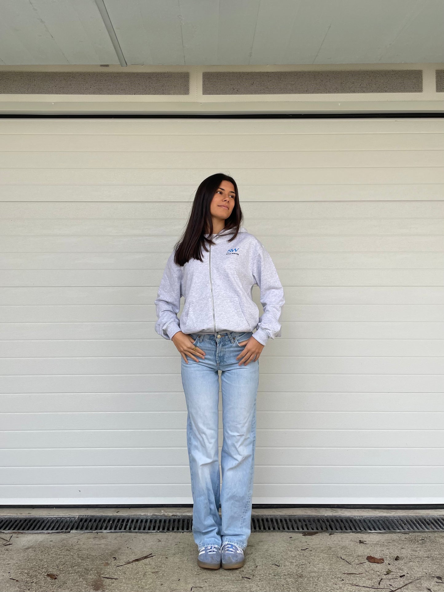 Still Winter light grey zip hoodie