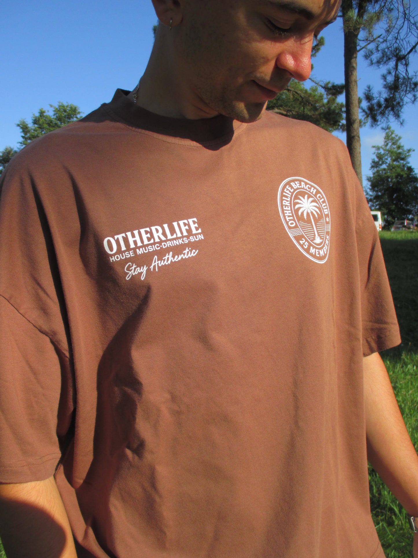 Beach club brown boxy tee