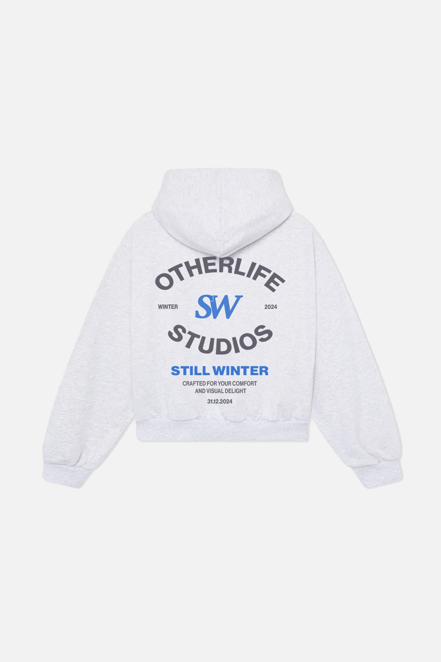 Still Winter light grey zip hoodie