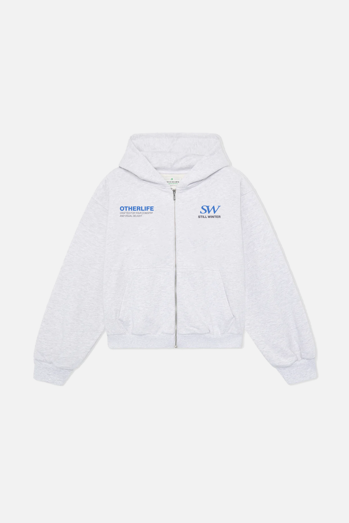 Still Winter light grey zip hoodie