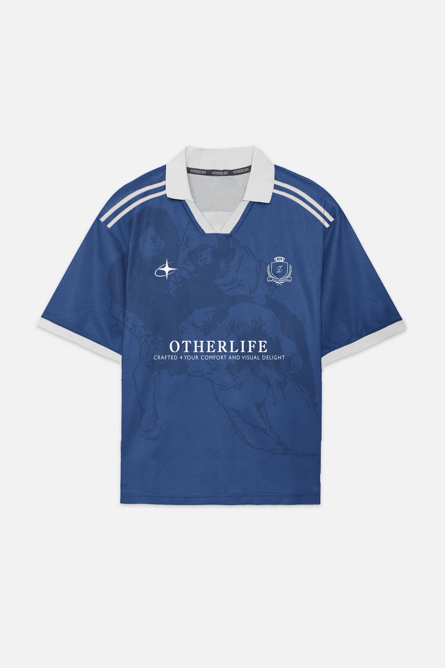 Blue football tee