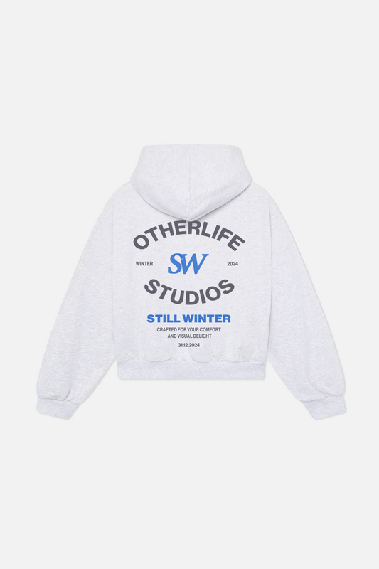 Still Winter light grey zip hoodie